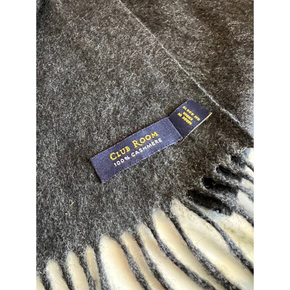 Club Room Cashmere scarf Charcoal Gray Fringe - Picture 5 of 5